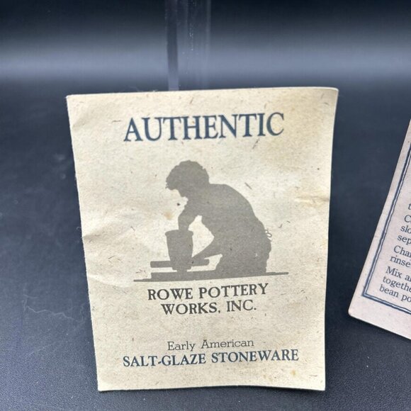 Rowe Pottery Works Cow Stoneware Salt-Glazed Crock 1965 Blue Grey, Bean Pot - Picture 3 of 11